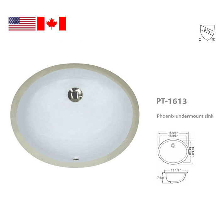 Undermount 16" Oval Vitreous China Ceramic Sink, White